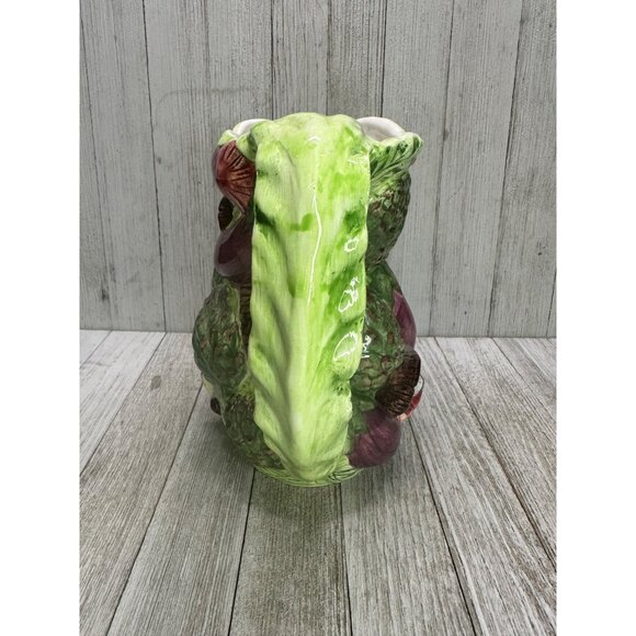 Vintage World Bazaar Majolica Style Pitcher Ceramic Embossed Vegetable 7" Tall - Picture 2 of 12